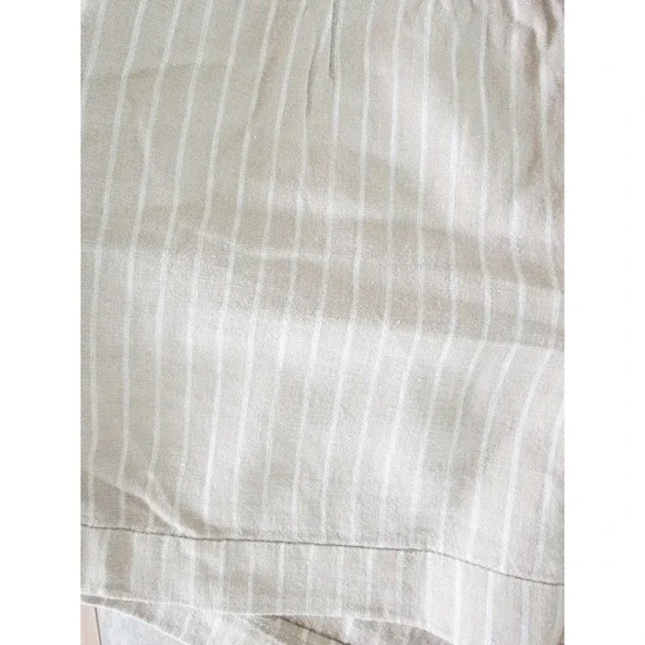 Old Navy L Womens Tan White Striped Linen Blend Pull On Shorts Mid Rise NWT - Picture 8 of 11